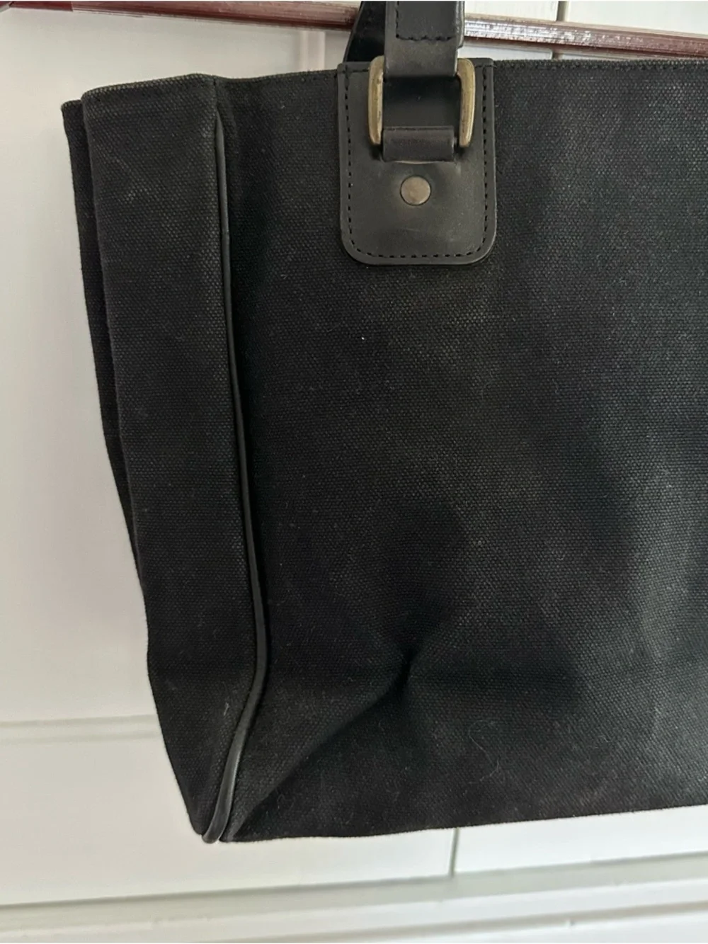 Black Dries Van Noten Canvas Tote Bag with Leather Handles - Picture 3 of 8